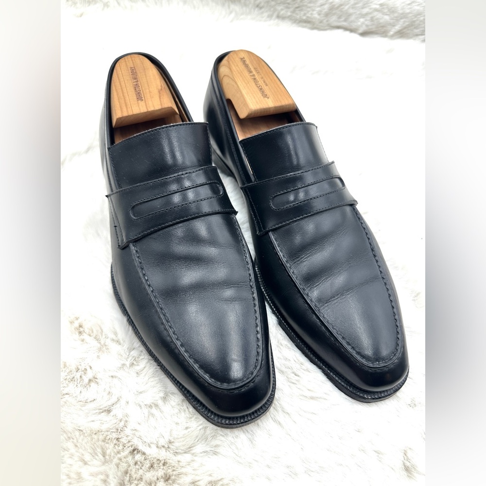 Gravati Black Leather Penny Loafers Italy Mens 9.5 D like NEW dress‎ shoes